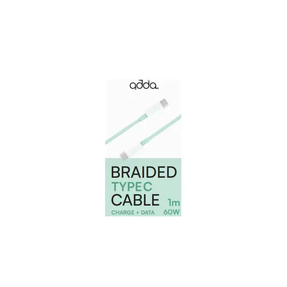 Kabel ADDA USB-210-LG, Fusion Charge+Data, Type-C na Type-C, 3.1A, pleteni, 1m, svijetlo zelena