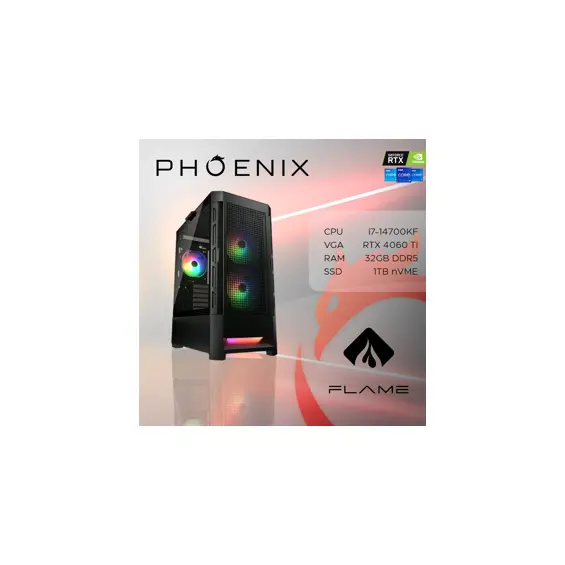 Računalo Phoenix FLAME Y-604 Intel i7 14700KF/32GB DDR5/NVME SSD 1TB/700W 80+/RTX 4060TI 8GB