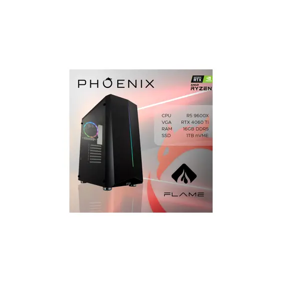 Računalo Phoenix FLAME Y-605 AMD Ryzen 5 9600X/16GB DDR5/NVME SSD 1TB/550W 80+/RTX 4060TI 8GB